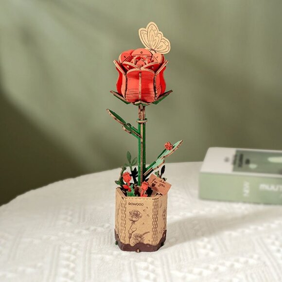 DIY 3D Wood Puzzle Red Rose 106pcs - Picture 3 of 4